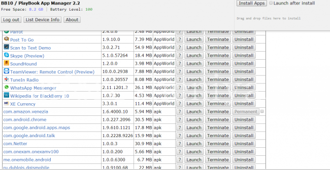 Статьи на bbry.info: BB10 / PlayBook App Manager: список установленных приложений. Вы можете установить новые или удалить лишние.