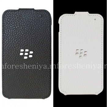 Casing kulit asli dengan penutup bukaan vertikal Kulit Flip Shell untuk BlackBerry Q5