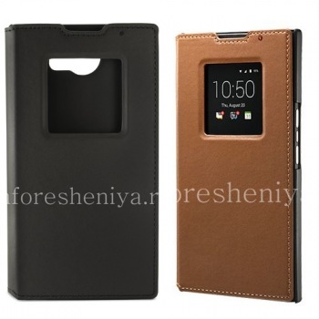Оригинальный кожаный чехол с открывающейся крышкой Leather Smart Flip Case для BlackBerry Priv
