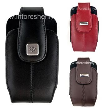 The original leather case with a clip and a metal tag Leather Holster with Swivel Belt Clip for BlackBerry