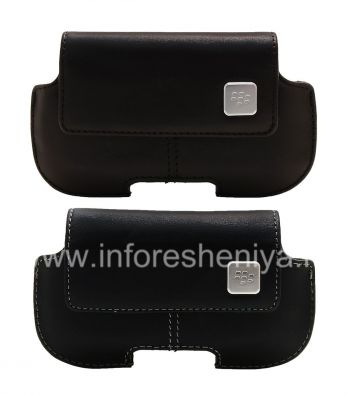 Original horizontal leather case with a clip and a metal tag Horizontal Holster for BlackBerry