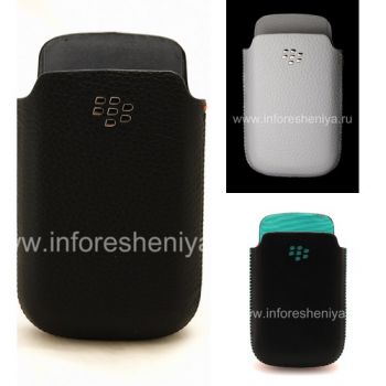 BlackBerry 9700 / 9780 Bold জন্য ধাতু পকেট লেদার পকেট লোগো সহ মূল চামড়া কেস