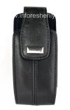 Фотография 1 — Оригинальный кожаный чехол с клипсой и металлической биркой Lambskin Leather Swivel Holster для BlackBerry 8100/8110/8120 Pearl, Черный (Black)