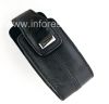 Фотография 1 — Оригинальный кожаный чехол с ремешком и металлической биркой Leather Tote для BlackBerry 8100/8110/8120 Pearl, Черный (Pitch Black)