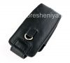 Фотография 2 — Оригинальный кожаный чехол с ремешком и металлической биркой Leather Tote для BlackBerry 8100/8110/8120 Pearl, Черный (Pitch Black)