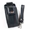 Фотография 5 — Оригинальный кожаный чехол с ремешком и металлической биркой Leather Tote для BlackBerry 8100/8110/8120 Pearl, Черный (Pitch Black)