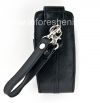 Photo 6 — Kasus kulit asli dengan tali dan logam tag Kulit Tote untuk BlackBerry 8100 / 8110/8120 Pearl, Hitam (Pitch Black)