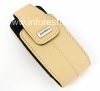Фотография 1 — Оригинальный кожаный чехол с ремешком и металлической биркой Leather Tote для BlackBerry 8100/8110/8120 Pearl, Бежевый (Ecru Tan)
