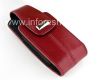 Фотография 2 — Оригинальный кожаный чехол с ремешком и металлической биркой Leather Tote для BlackBerry 8100/8110/8120 Pearl, Красный (Apple Red)