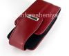 Фотография 3 — Оригинальный кожаный чехол с ремешком и металлической биркой Leather Tote для BlackBerry 8100/8110/8120 Pearl, Красный (Apple Red)