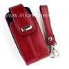 Фотография 5 — Оригинальный кожаный чехол с ремешком и металлической биркой Leather Tote для BlackBerry 8100/8110/8120 Pearl, Красный (Apple Red)