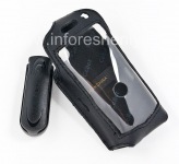 Фирменный кожаный чехол с клипсой Cellet Elite Leather Case для BlackBerry 8100 Pearl, Черный