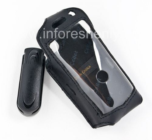 Галерея фотографий товара Фирменный кожаный чехол с клипсой Cellet Elite Leather Case для BlackBerry 8100 Pearl, Черный