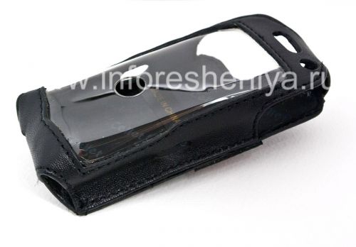 Галерея фотографий товара Фирменный кожаный чехол с клипсой Cellet Elite Leather Case для BlackBerry 8100 Pearl, Черный