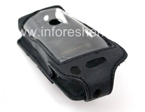 Галерея фотографий товара Фирменный кожаный чехол с клипсой Cellet Elite Leather Case для BlackBerry 8100 Pearl, Черный
