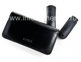Фирменный кожаный чехол-сумка с клипсой Cellet Wallet Case для BlackBerry 8100/8110/8120 Pearl, Черный