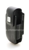 Фотография 3 — Оригинальный кожаный чехол с клипсой с металлической биркой Leather Swivel Holster для BlackBerry 8220 Pearl Flip, Черный (Black)