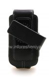 Photo 5 — L'étui en cuir d'origine avec un clip avec une étiquette métallique Étui pivotant en cuir pour BlackBerry 8220 Pearl flip, Noir (Black)