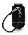 Фотография 2 — Оригинальный кожаный чехол-сумка с металлической биркой Leather Tote для BlackBerry 8220 Pearl Flip, Черный (Black)