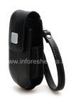 Фотография 3 — Оригинальный кожаный чехол-сумка с металлической биркой Leather Tote для BlackBerry 8220 Pearl Flip, Черный (Black)