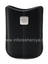 Фотография 1 — Оригинальный кожаный чехол с металлической биркой Leather Pocket для BlackBerry 8220 Pearl Flip, Черный (Black)