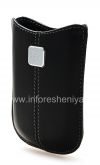 Фотография 3 — Оригинальный кожаный чехол с металлической биркой Leather Pocket для BlackBerry 8220 Pearl Flip, Черный (Black)