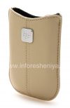 Фотография 3 — Оригинальный кожаный чехол с металлической биркой Leather Pocket для BlackBerry 8220 Pearl Flip, Бежевый (Sandstone)