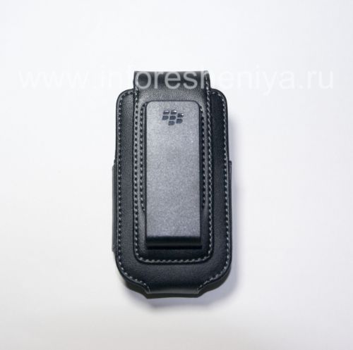 Галерея фотографий товара Оригинальный кожаный чехол с клипсой Synthetic Leather Holster with Swivel Belt Clip для BlackBerry 8220 Pearl Flip, Черный (Black)