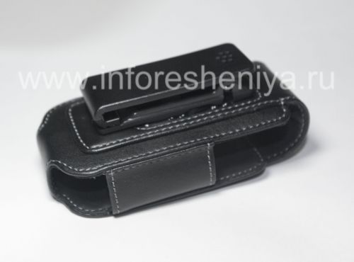 Галерея фотографий товара Оригинальный кожаный чехол с клипсой Synthetic Leather Holster with Swivel Belt Clip для BlackBerry 8220 Pearl Flip, Черный (Black)