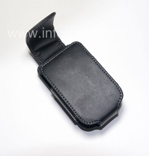 Галерея фотографий товара Оригинальный кожаный чехол с клипсой Synthetic Leather Holster with Swivel Belt Clip для BlackBerry 8220 Pearl Flip, Черный (Black)