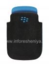 Photo 1 — The original fabric cover-pocket Microfibre Pocket Pouch for BlackBerry 9320/9220 Curve, Black/Sky Blue