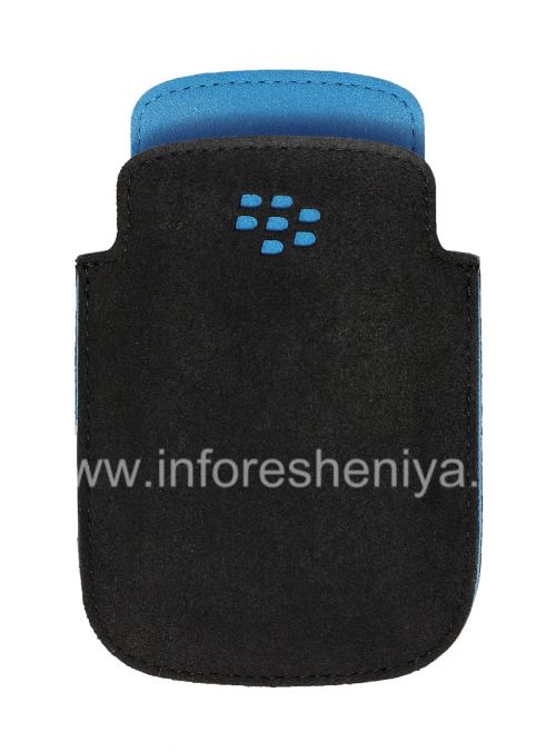 Галерея фотографий товара Оригинальный тканевый чехол-карман Microfibre Pocket Pouch для BlackBerry 9320/9220 Curve, Черный/Голубой (Black/Sky Blue)