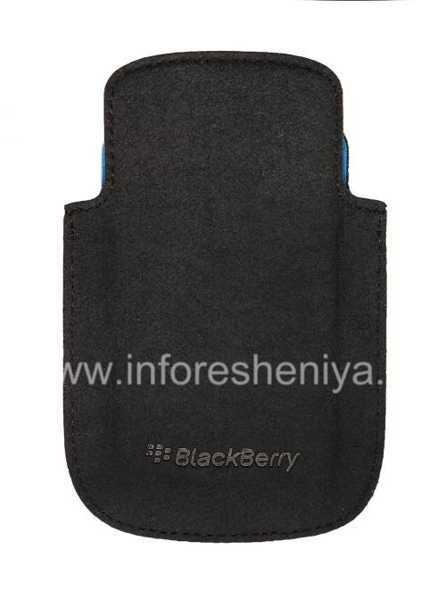 Галерея фотографий товара Оригинальный тканевый чехол-карман Microfibre Pocket Pouch для BlackBerry 9320/9220 Curve, Черный/Голубой (Black/Sky Blue)
