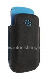 Фотография 3 — Оригинальный тканевый чехол-карман Microfibre Pocket Pouch для BlackBerry 9320/9220 Curve, Черный/Голубой (Black/Sky Blue)