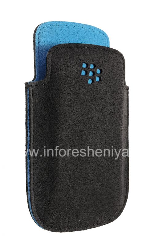 Галерея фотографий товара Оригинальный тканевый чехол-карман Microfibre Pocket Pouch для BlackBerry 9320/9220 Curve, Черный/Голубой (Black/Sky Blue)