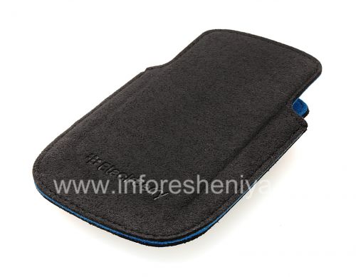 Галерея фотографий товара Оригинальный тканевый чехол-карман Microfibre Pocket Pouch для BlackBerry 9320/9220 Curve, Черный/Голубой (Black/Sky Blue)