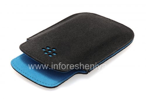 Галерея фотографий товара Оригинальный тканевый чехол-карман Microfibre Pocket Pouch для BlackBerry 9320/9220 Curve, Черный/Голубой (Black/Sky Blue)