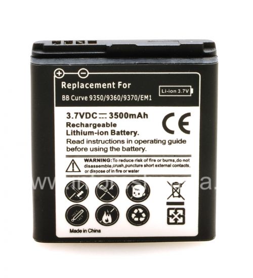Галерея фотографий товара Аккумулятор повышенной емкости для BlackBerry 9360/9370 Curve, Черный
