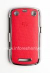 Фотография 1 — Пластиковый чехол-крышка с рельефной вставкой для BlackBerry 9360/9370 Curve, Металлик/Красный