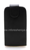 Photo 1 — Couvercle du boîtier en cuir avec ouverture verticale pour le BlackBerry Curve 9360/9370, Noir avec texture fine