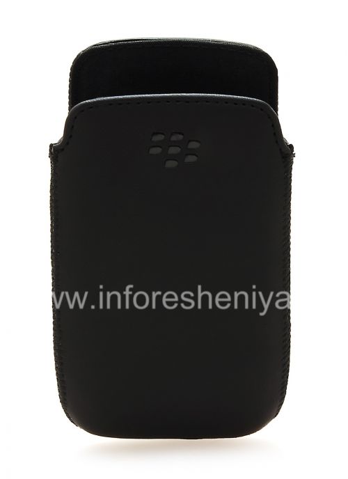 Галерея фотографий товара Оригинальный кожаный чехол-карман Leather Pocket Pouch для BlackBerry 9360/9370 Curve, Черный (Black)