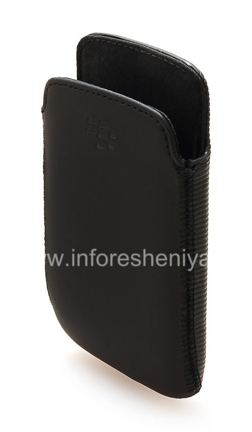 Галерея фотографий товара Оригинальный кожаный чехол-карман Leather Pocket Pouch для BlackBerry 9360/9370 Curve, Черный (Black)