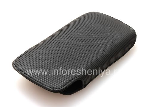 Галерея фотографий товара Оригинальный кожаный чехол-карман Leather Pocket Pouch для BlackBerry 9360/9370 Curve, Черный (Black)