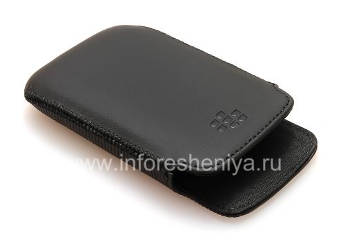 Галерея фотографий товара Оригинальный кожаный чехол-карман Leather Pocket Pouch для BlackBerry 9360/9370 Curve, Черный (Black)