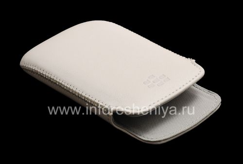 Галерея фотографий товара Оригинальный кожаный чехол-карман Leather Pocket Pouch для BlackBerry 9360/9370 Curve, Белый (White)