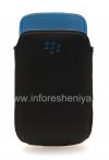 Фотография 1 — Оригинальный кожаный чехол-карман Leather Pocket Pouch для BlackBerry 9360/9370 Curve, Черный/Голубой (Sky Blue)