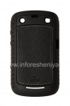 Junta de silicona Corporativa con cuero insertar AGF Negro embutido de cuero con la caja de TPU para BlackBerry Curve 9360/9370, Negro