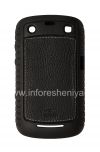 Фотография 1 — Фирменный чехол силиконовый уплотненный с кожаной вставкой AGF Black Leather Inlay with TPU Case для BlackBerry 9360/9370 Curve, Черный