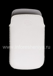 ब्लैकबेरी कर्व 9380 के लिए मूल चमड़े के मामले जेब चमड़ा पॉकेट, व्हाइट (श्वेत)