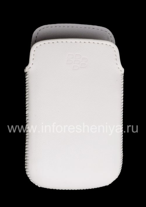 Галерея фотографий товара Оригинальный кожаный чехол-карман Leather Pocket для BlackBerry 9380 Curve, Белый (White)